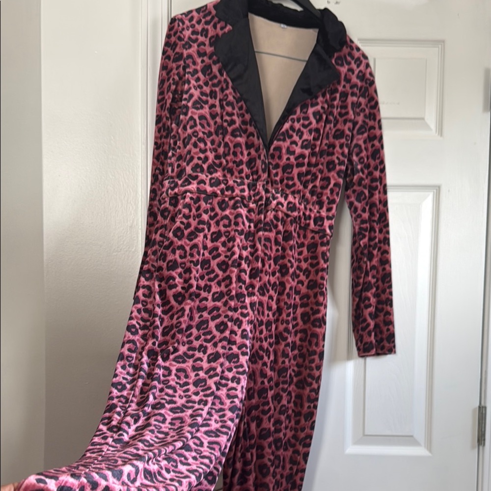 Leopard Print Long Sleeve Jumpsuit